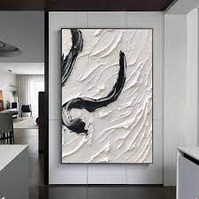 Large Abstract Black And White Painting