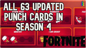 Fortnite edition board game, 2 to 7 players claim locations, battle their opponents, and avoid the storm to survive; How To Get All 63 Punch Cards In Fortnite Season 4 All List Of Punch Ca Punch Cards Fortnite Card Challenges