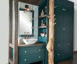 Moreover, this kind of bathroom storage also brings the decor of the room into a whole new style. Teal Green Bathroom Vanity Storage Cabinets Decora