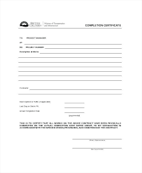 Free Contracto Project Completion Certificate Format From Company
