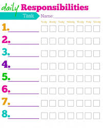 Daily Responsibilities Chart For Kids Free Printable To Help