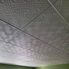 styrofoam ceiling tile installation in