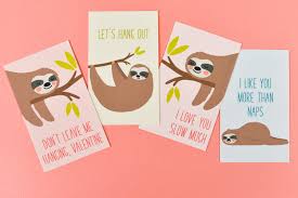 If your perfect valentine's day ideas consist of hating everyone who likes this festivity, then you've clicked on the right post. Free Printable Sloth Valentines Hey Let S Make Stuff