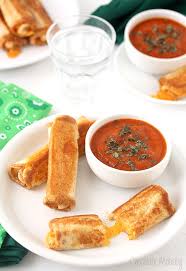 You can make it with your favourite vegetables. Grilled Cheese Roll Ups With Tomato Soup Dipping Sauce