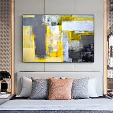 Modern Style Abstract Paint Yellow Grey