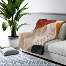 Boho Couch Throw Blankets Rust Beige