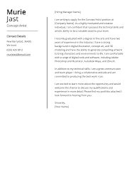 concept artist cover letter exle for