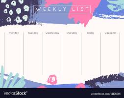Weekly Planner Template Royalty Free Vector Image