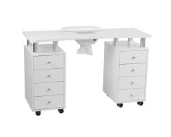 It is a unisex color and is suitable to both the genders. White Manicure Table With Fan For Exhaust Cabinet At Both Sides Dealer Swemed