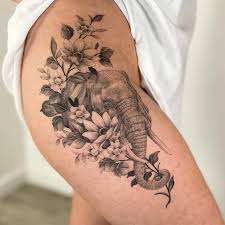 elephant flower tattoo designs