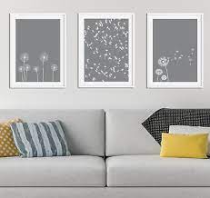 Grey Dandelion Print Picture Home