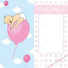 Child Sleeping On Top Of A Balloon Baby Girl Birth Card Royalty Free