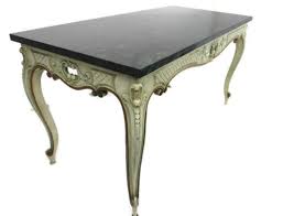 Wine Table Carved Wood Marble Top