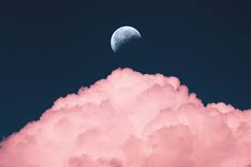 Wallpaper Pink Clouds and Moon ...