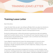 training leave letter template edit