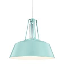 Feiss Freemont 16 In W 1 Light Hi Gloss Blue Warehouse Style Pendant With Linear Crystal Crown Detail And White Cord P1304shbl The Home Depot