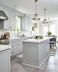 kitchen with gray cabinets why to
