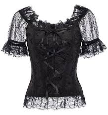 Womens Lolita Gothic Victorian Blouse Corset Back And Front