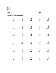 9 Times Table Weekly Classwork Homework Assessment With Multiplication Chart