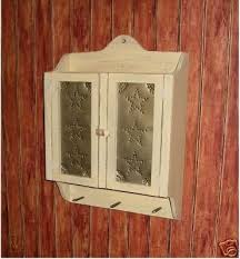 wood cupboard wall cabinet tin punched