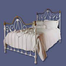 Antique Cast Iron And Brass Bed Full