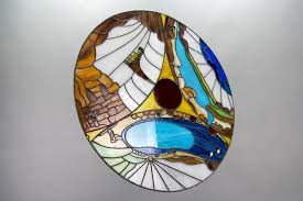 Round Polychrome Stained Glass Window