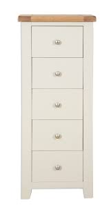 Habitat minato 5 drawer narrow tall boy. Off White And Oak Painted Tall Slim Chest Of 5 Drawers Against The Grain Furniture