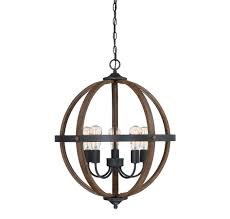 Trade Winds Glenwood Globe Pendant Light In Wood With Black Accents