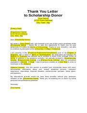 thank you letter to scholarship donor