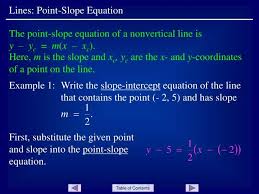 Ppt Lines Point Slope Equation