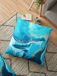 Blue Outdoor Pillows Watercolor Front