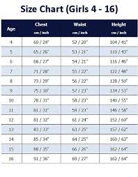 Girls Size Chart Schoolwear And Uniforms Couture