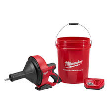 Milwaukee M12 12 Volt Lithium Ion Cordless Auger Snake Drain Cleaning Kit W 1 1 5ah Battery 5 16 In X 25 Ft Cable Charger
