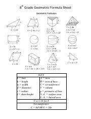 8th grade geometric formula sheet pdf