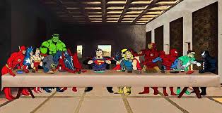 Super Heroes Last Supper Canvas Wall