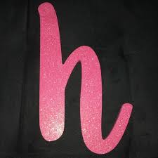 Large Pink Glitter Lowercase Letter H