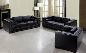 dublin luxurious black leather sofa set