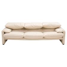 cream leather three seater sofa by vico