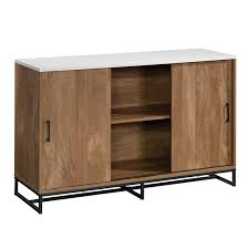 Please excuse our virginia accent. Sauder Tremont Row Wood Tv Credenza With Storage And Sliding Doors 427969