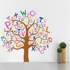 Colorful Letters Tree Vinyl Wall Art Decal