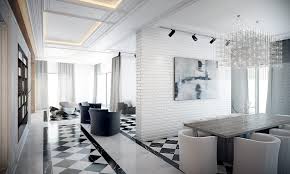 black white floor tiles interior