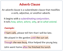 Types of adverbial clauses with useful examples an adverb clause is a collection of words in a sentence that acts as an adverb. Adverb Clause Examples Videos