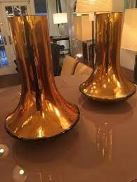 Pair Of Large Scaled Gold Mercury Glass