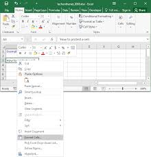 ms excel 2016 protect a cell