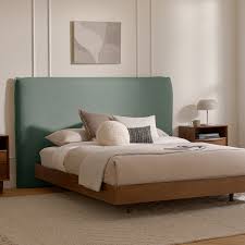 walnut queen bed frame minimalist style mid century modern design article basi bedroom furniture