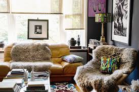sheepskin rugs on easy chair and sofa