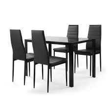 rectangle glass top black dining table