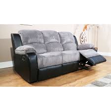 grey fabric leather recliner 3 2 sofa set