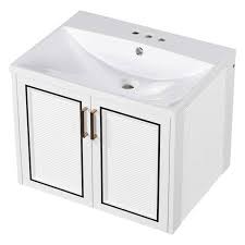 white wood rectangular vessel sink
