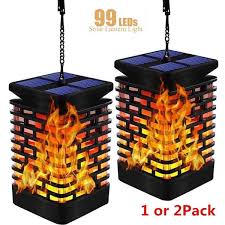 1 or 2 pack solar flame hanging